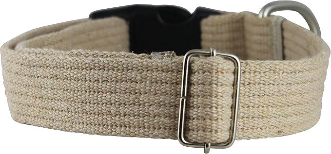 Dogs My Love Cotton Web Adjustable Dog Collar with Locking Device 4 Sizes Beige (Large: Neck 16"-23"; Width 1")