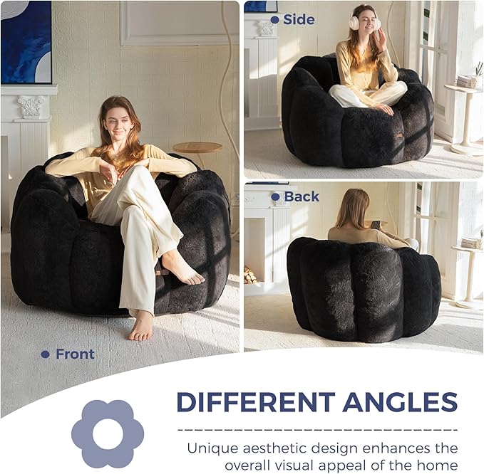 MAXYOYO Bean Bag Chair for Adults, Floral Shaped Bean Bag Sofa, Ultra Soft Faux