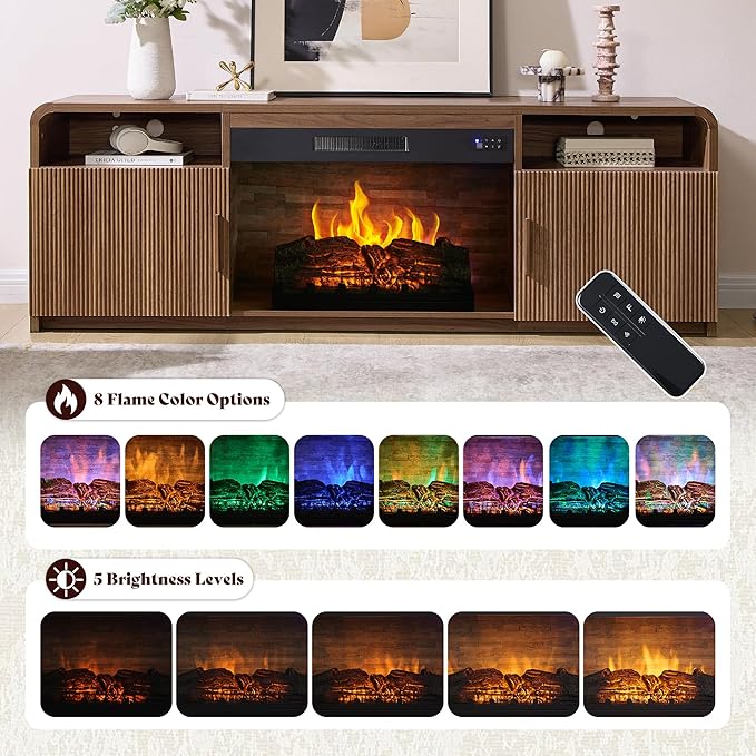 AMERLIFE 70" Fluted Fireplace TV Stand