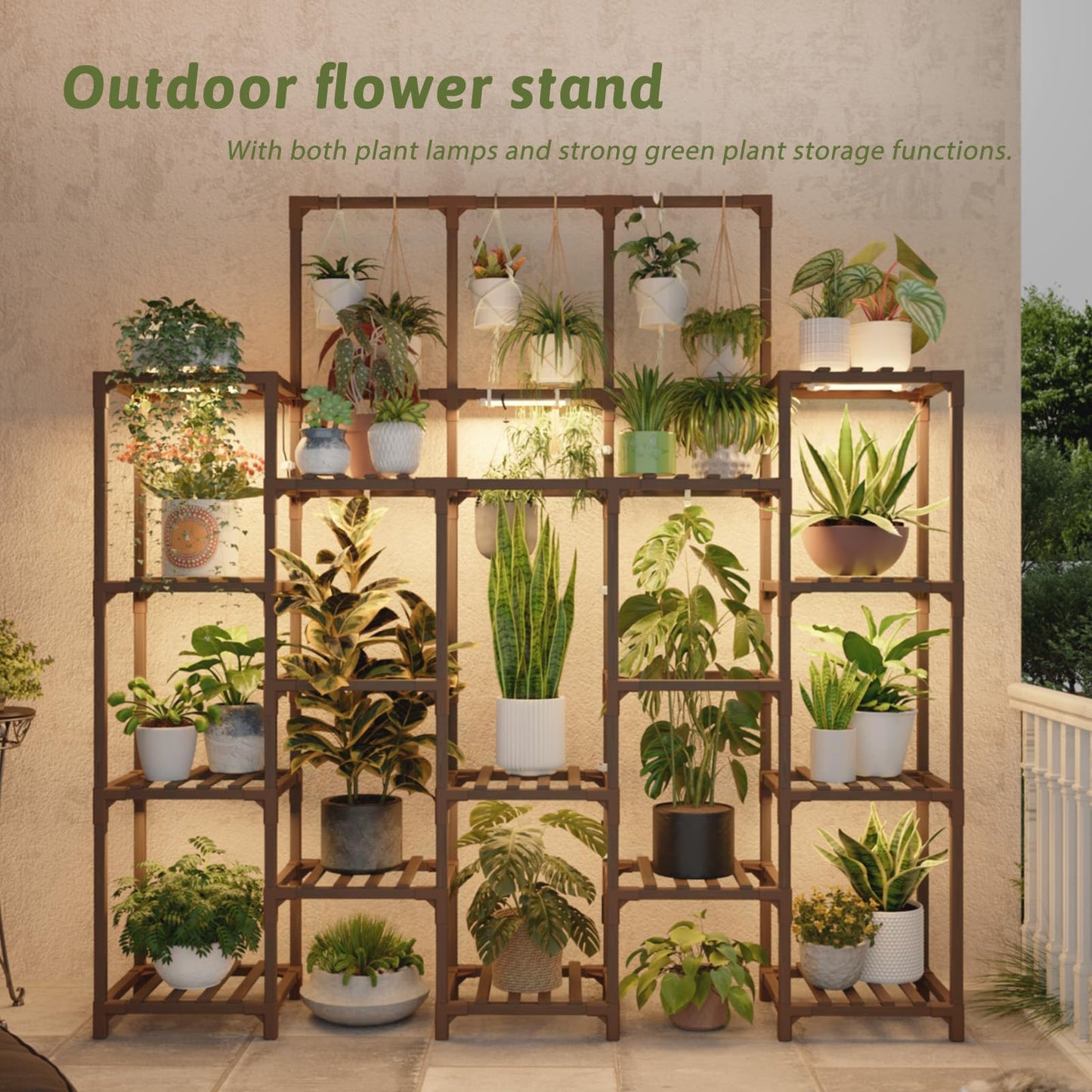 GENTINGBRO Plant Stand Indoor with Grow Light 14 tiers Large Plant Shelf for Indoor Plants Display Heavy Duty Plant Rack for Living Room Patio Decor