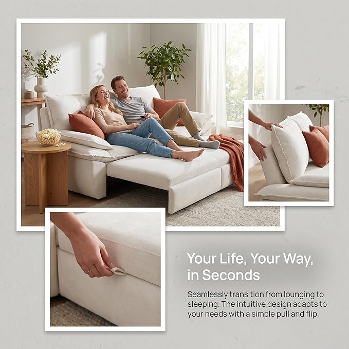 73.2" Sofa Bed Queen, 3-in-1 Pull Out Sofa Bed