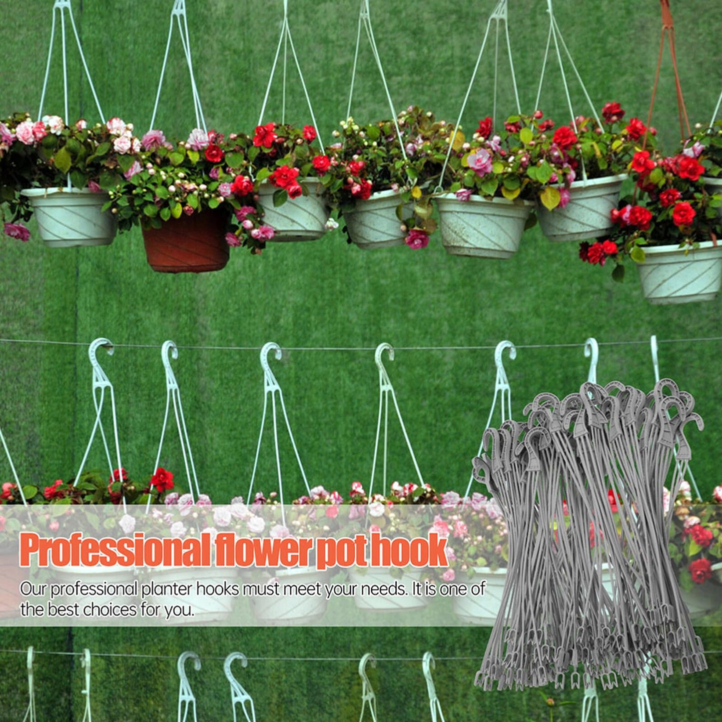DOITOOL 30 Pcs Plastic Hanging Basket Hooks, Triple Hook Replacement Chains for Plant Hanger Flower Pot Holder Outdoor Indoor Porch Garden Bird Feeder Lantern Accessories