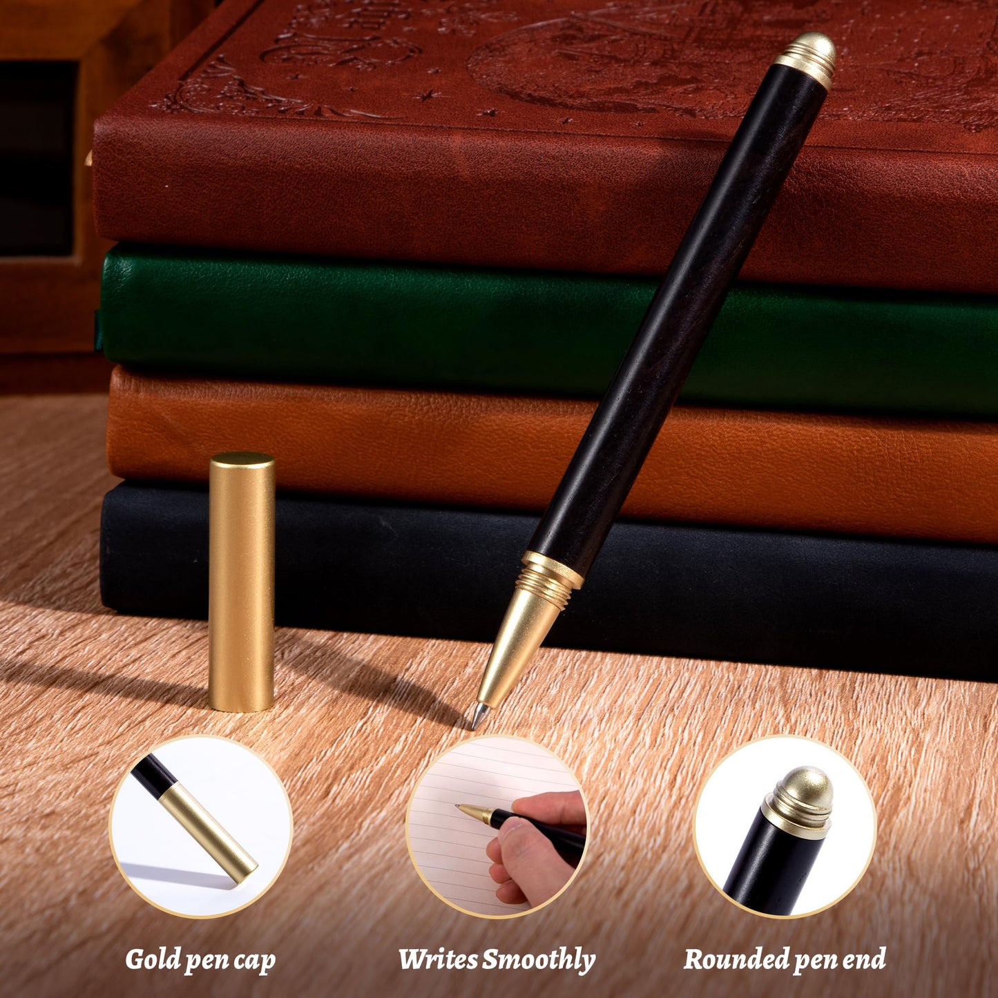 CAGIE Gothic Castle Leather Journal with Pen, Magic Theme Textured Lined Notebook, 100GSM Hardcover Writing Diary Gift Set for Men Women Teens, Black