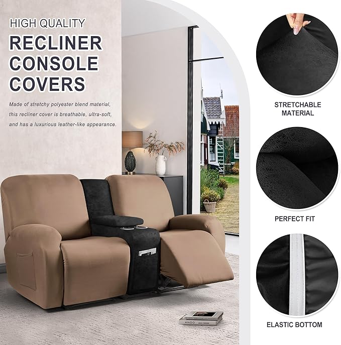 ANARACHON Leather Look Recliner Console Cover
