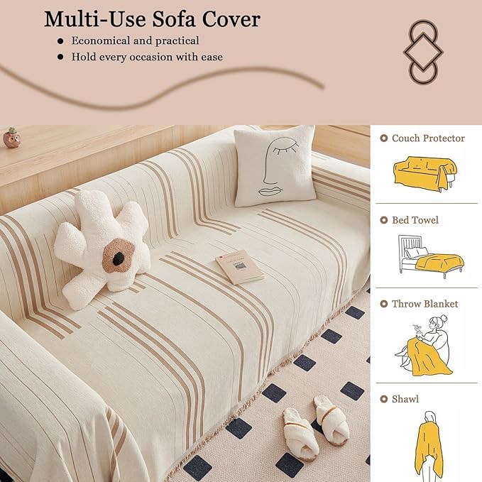DREAMINGO Couch Cover Reversible Chenille Furniture Protector Sofa Covers
