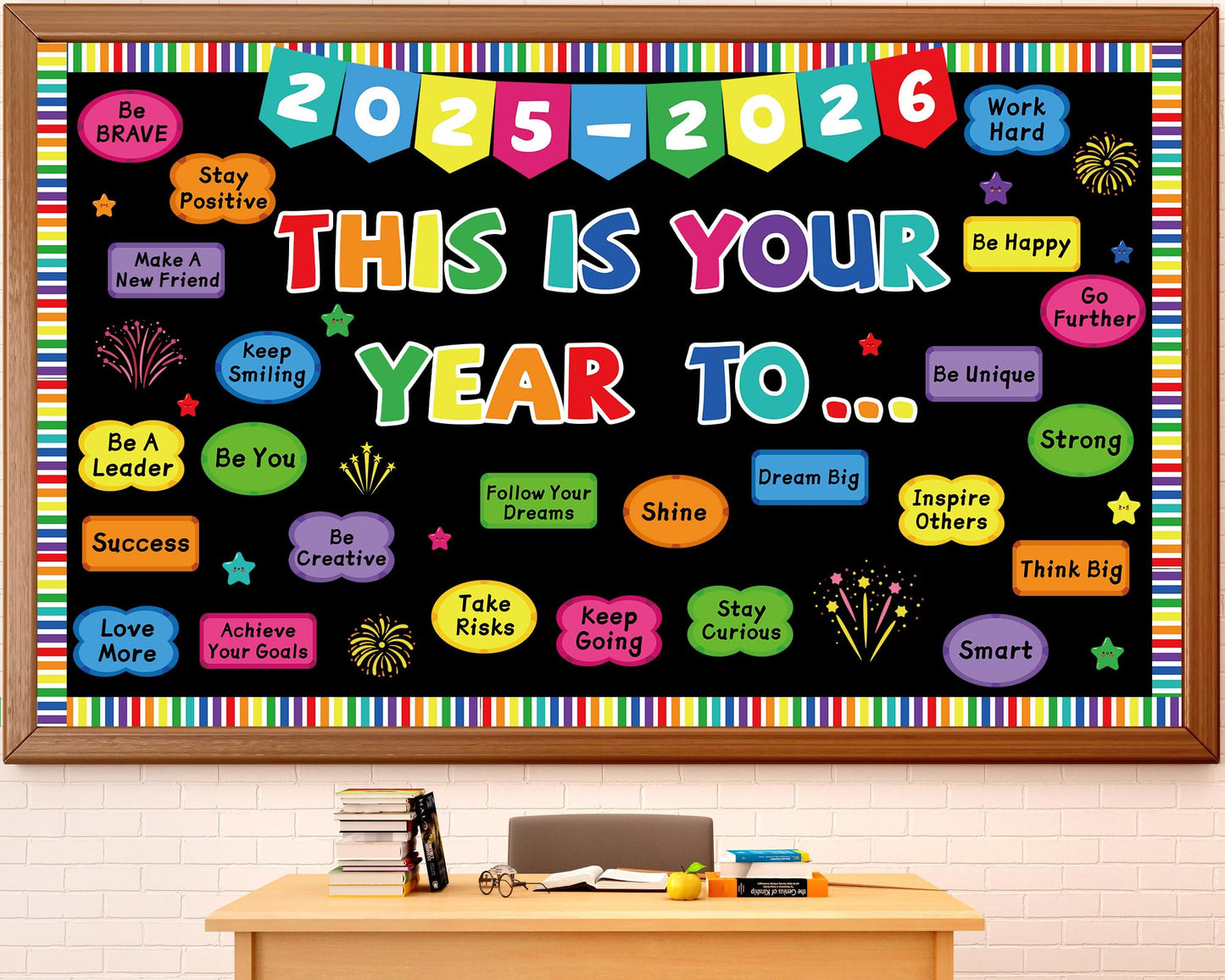 New Year Bulletin Board Set This is Your Year to 2025-2026 Bulletin Board Decorations Inspirational Motivational Paper Cutouts Welcome Back to School Party Classroom Wall Door Decor Supplies