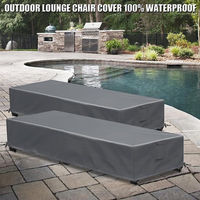 Lounge Chair Covers Outdoor Waterproof Patio Chaise Lounge Cover 600D Weather
