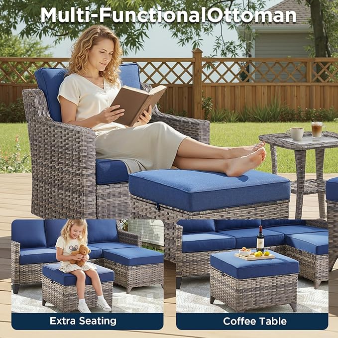 10 Piece Patio Furniture Set-High Back Outdoor Furniture Set Sectional Sofa