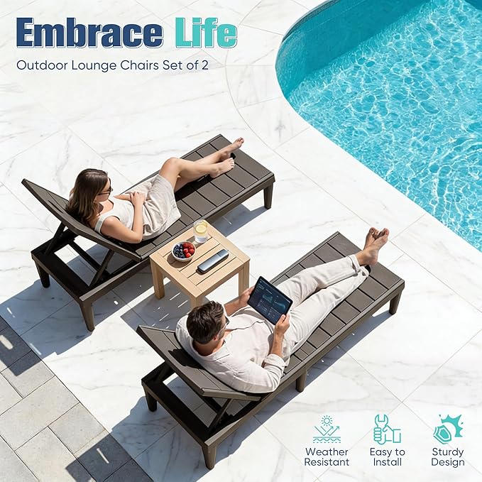 Devoko Outdoor Chaise Lounge Chair Set of 2
