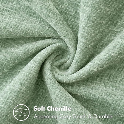 MIULEE Pack of 2 Summer Throw Pillow Covers 20x20 Inch Greyish Green Farmhouse Decorative Pillow Covers with Stitched Edge Soft Chenille Solid Dyed Pillow Covers for Couch Sofa Bed Living Room