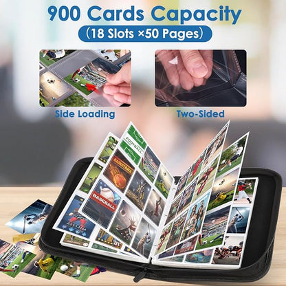 900 Pockets Card Binder, Trading Card 9 Pocket Durable Card Holder Album, Baseball Card Protectors for MTC,TCG, Game Cards, Sports Cards (Red)