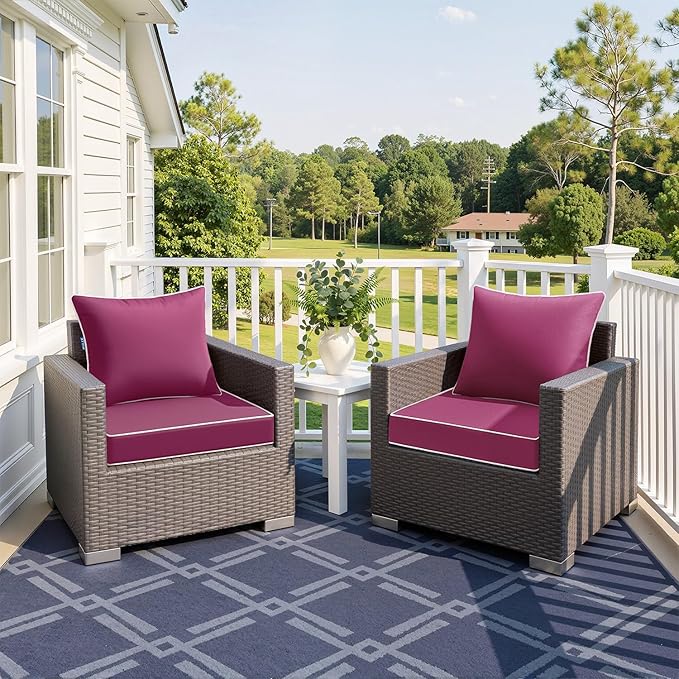MIULEE Hot Pink Outdoor Seat Cushion 24x24 Inch Waterproof & 3 Year Fade