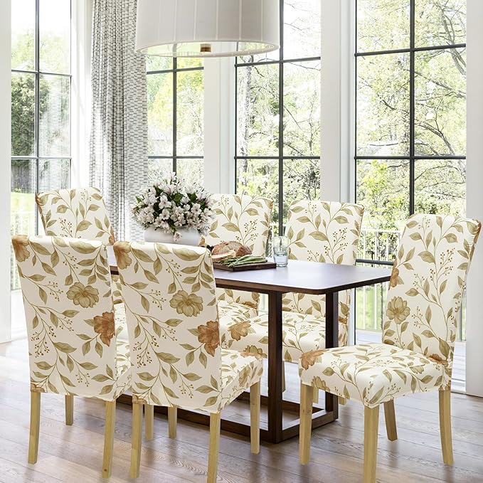 BIETYONE Stretch Dining Chair Covers Set of 6, Soft Removable Washable Kitchen