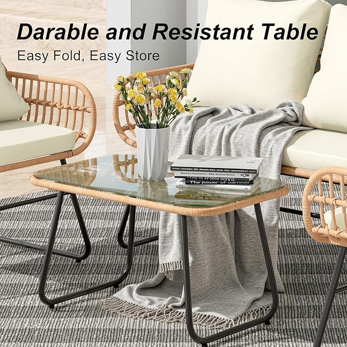 LEX CRAFT 4-Piece Wicker Outdoor Patio Furniture Set