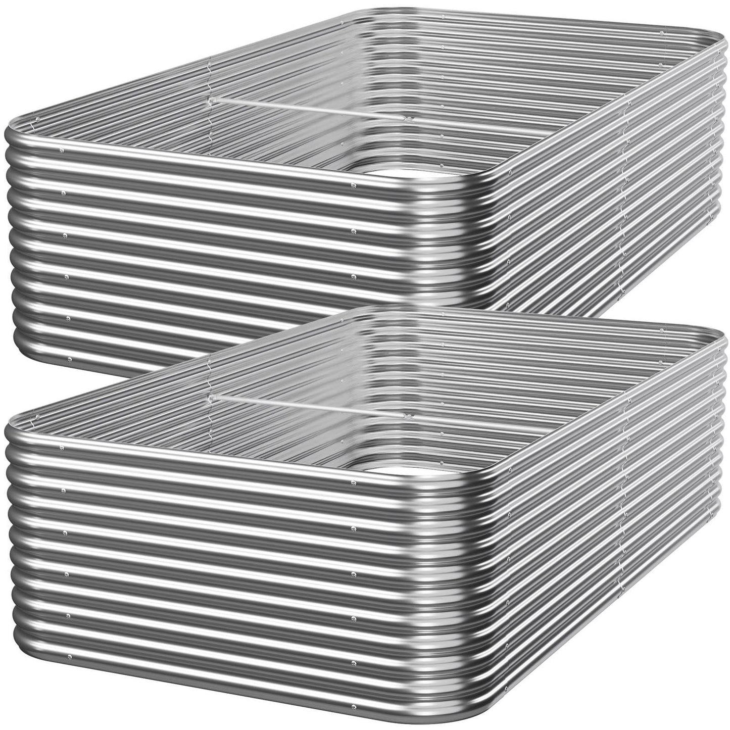 Mostmahes 2 Pack Tall 8ft Galvanized Raised Garden Bed Outdoor, Metal Garden Bed for Vegetables, Above Ground Garden Box for Flower, Steel Raised Beds for Gardening - 8x3ft