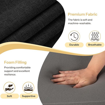 Recliner Cushions for Elderly 20X20X4 Inch Thick Seat Cushion for Recliner Chair with Non-Slip Bottom and Washable Cover Square Chair Cushions for Couch, Armchair, Floor (1, Black)