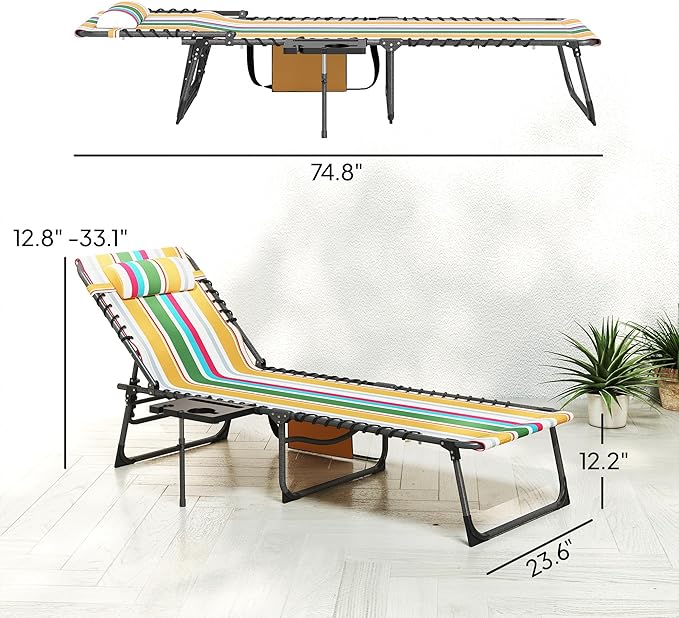Outsunny Folding Chaise Lounge Chair Outdoor Tanning Chair