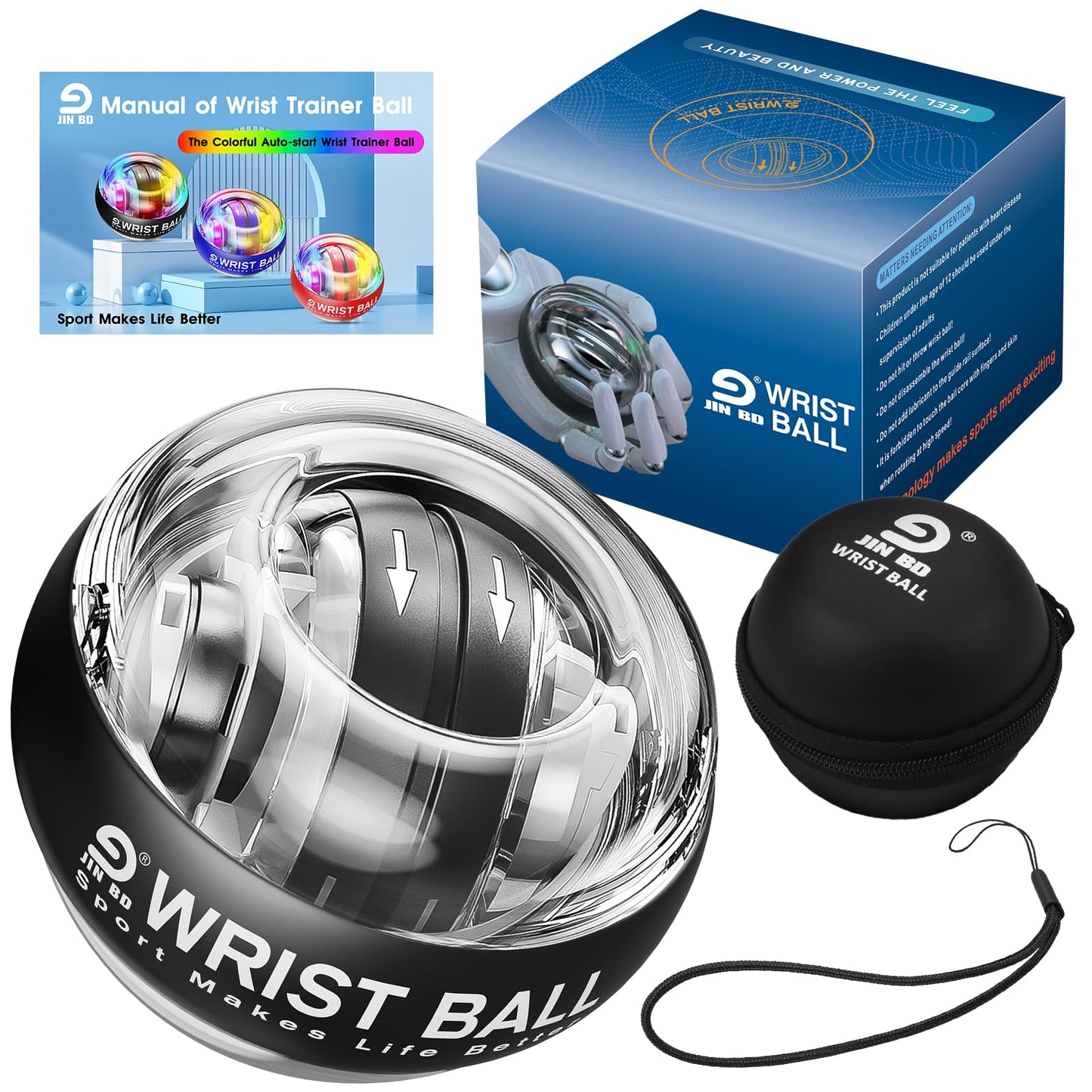 Wrist Trainer Ball Auto-Start Gyroscopic Forearm Exerciser Gyro Ball for Strengthen Arms, Fingers, Bones and Muscles