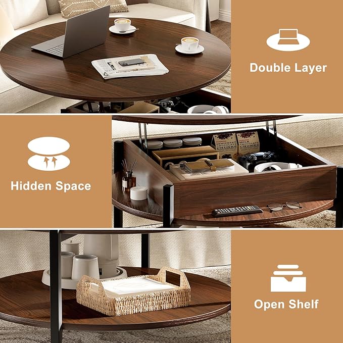 FABATO Round Lift Top Coffee Table