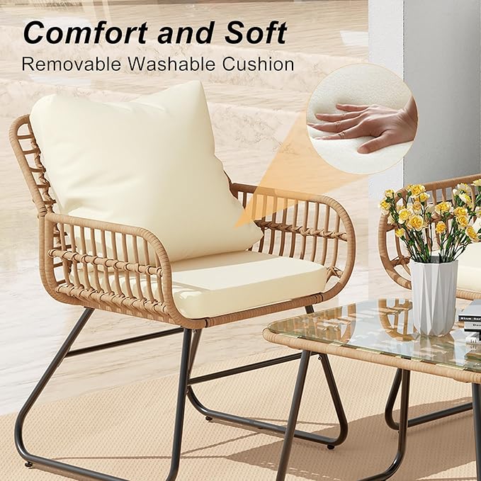 LEX CRAFT 4-Piece Wicker Outdoor Patio Furniture Set