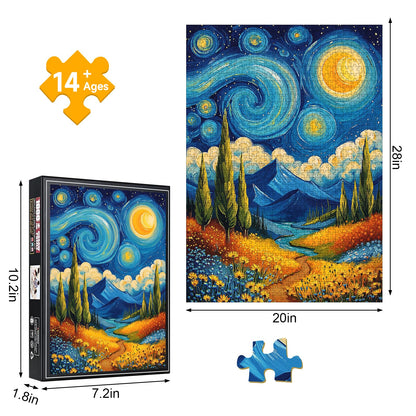 1000 Piece Van Gogh-Inspired Starry Night Jigsaw Puzzle for Adults