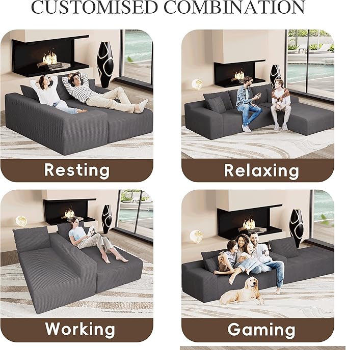 105" Convertible Sectional Couch
