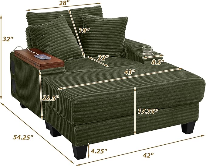 KEIKI Corduroy Storage Armrest Sofa, Single Versatile Seat