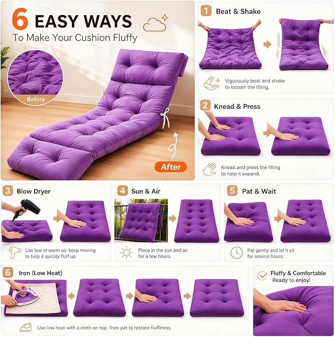 Chaise Lounge Cushion Outdoor, Waterproof Thick Patio Lounge Chair Cushion