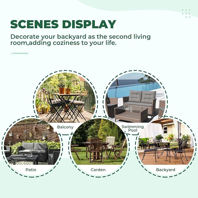 DANGHOOGY Wicker Chair Cushions, Waterproof Outdoor Loveseat Cushions