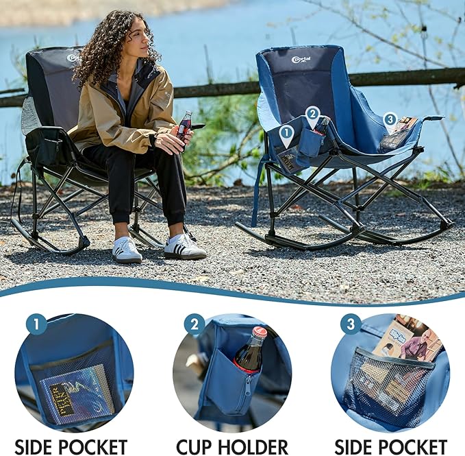 Portal Outdoor Rocking Chair Camping Folding Portable Rocker