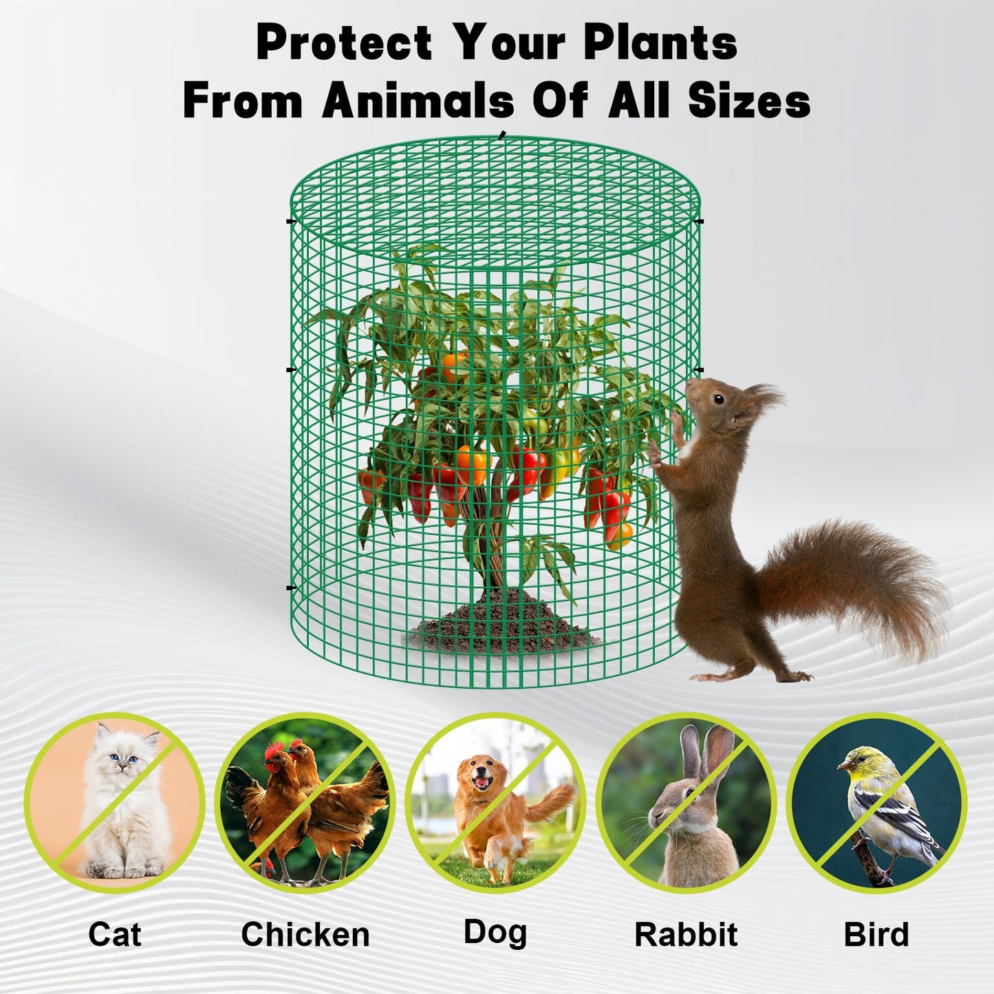 succulentlovers 6 Packs 13"x 16" Wire Plant Protector from Animals, Plant Protector Cages with Detachable Covers & Zip Ties & Stakes, Chicken Wire Plant Covers for Flower and Vegetables Protection