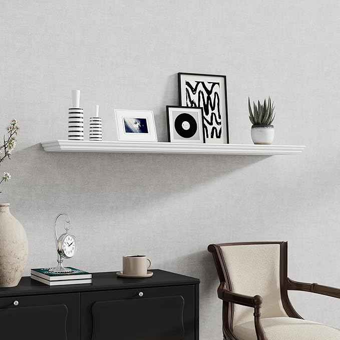 Fun Memories Floating Shelves 48 Inch Long, 9.3 Inch Deep Classic Crown Molding