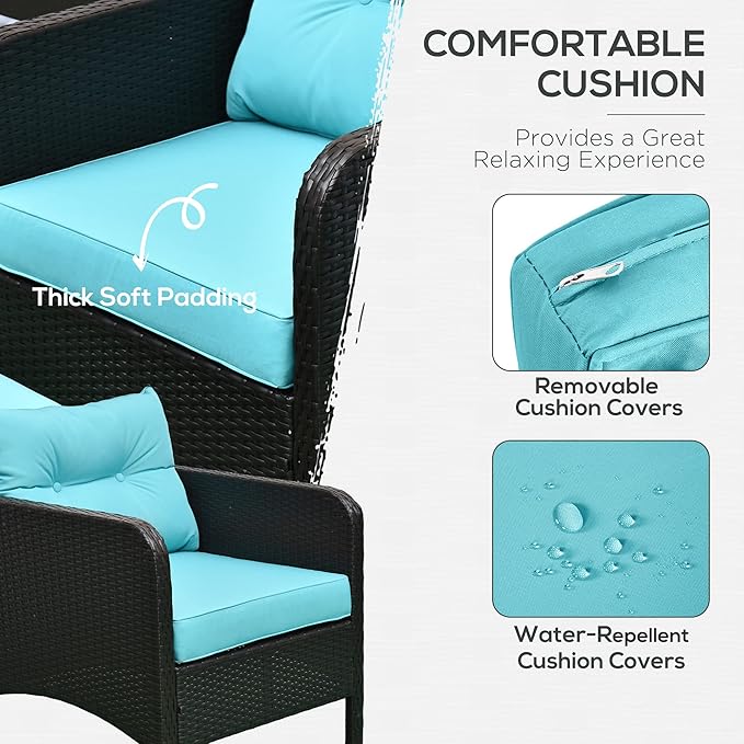 Outsunny 5 Pieces Rattan Wicker Lounge Chair Outdoor Patio Conversation Set