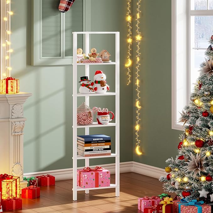 TUTOTAK 6-Tier Corner Bookshelf, Corner Shelf