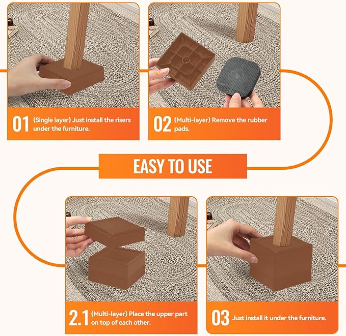 Furniture Risers, 4 Pack Bed Risers
