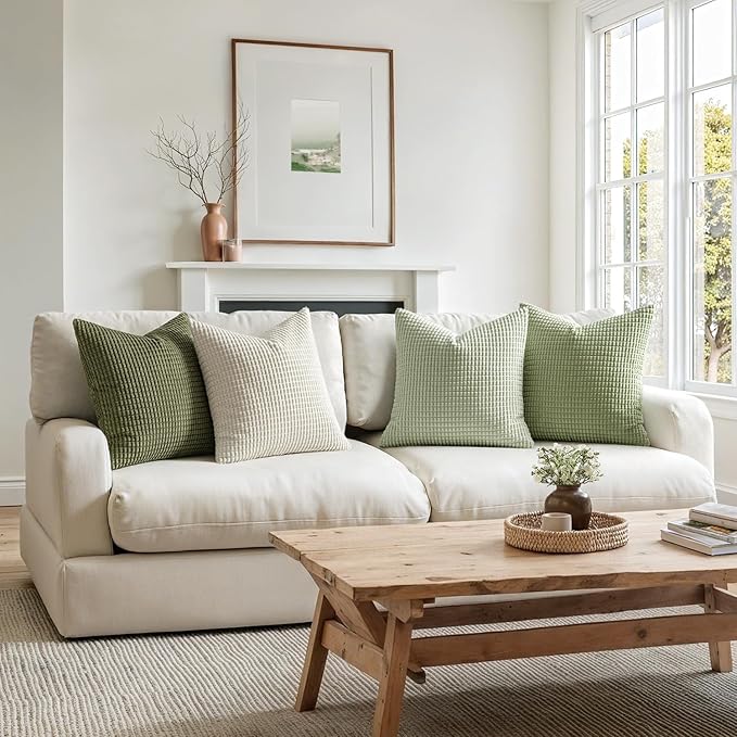 MIULEE Modern Farmhouse Decorative Spring Pillow Covers 18x18 Inch Set of 4