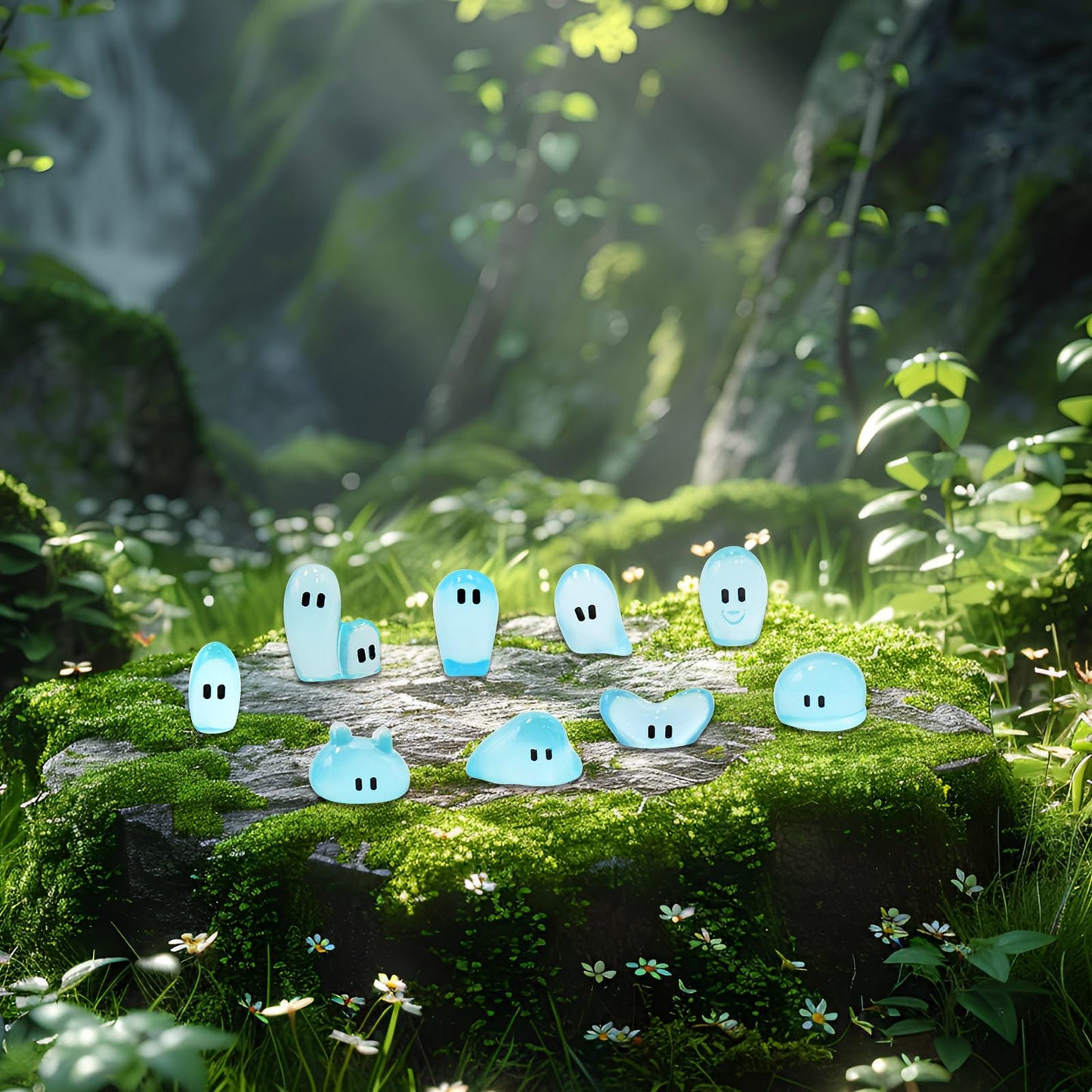 WOZADU 90 PCS Luminous Mini Resin Water Elves Figurines for Dollhouse Decoration Tiny Ghost Resin Miniature Things for Fairy Garden Micro Landscaping Decoration Cake Toppers Decor