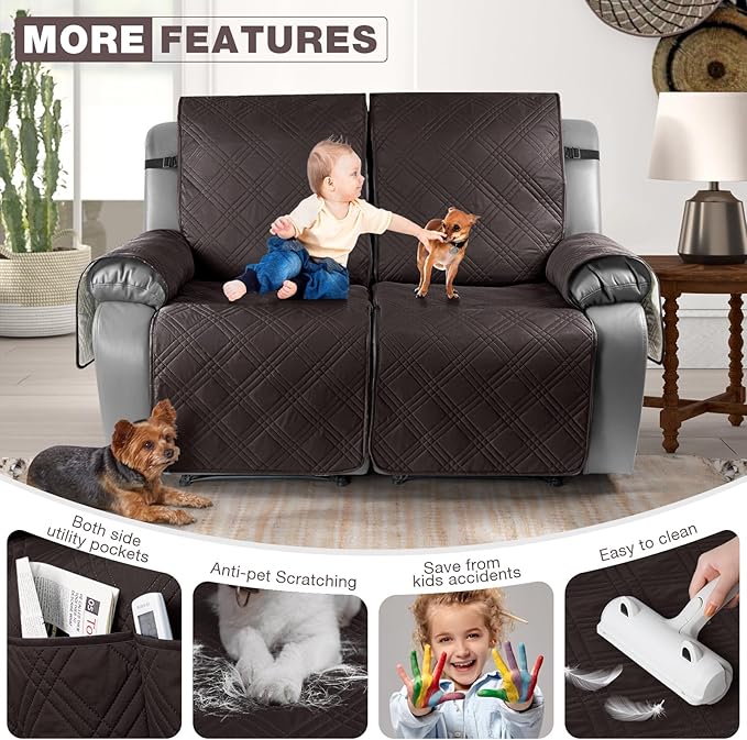 TAOCOCO 100% Waterproof Oversized Loveseat Recliner Cover, Non Slip Split Couch