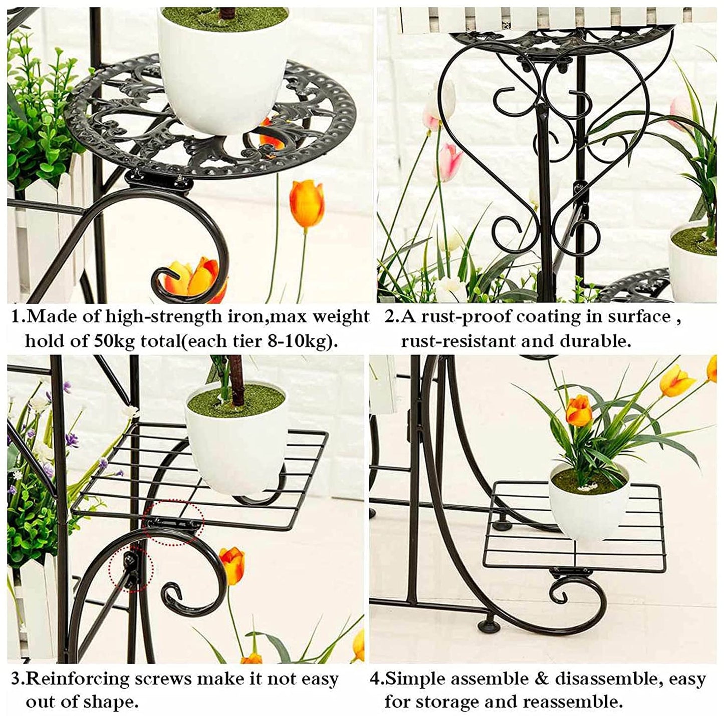 ZEELYDE Plant Stand,Tricycle Plant Stand Flower Pot Cart Bicycle Holder Rack for Home Garden Patio Flower Shelf