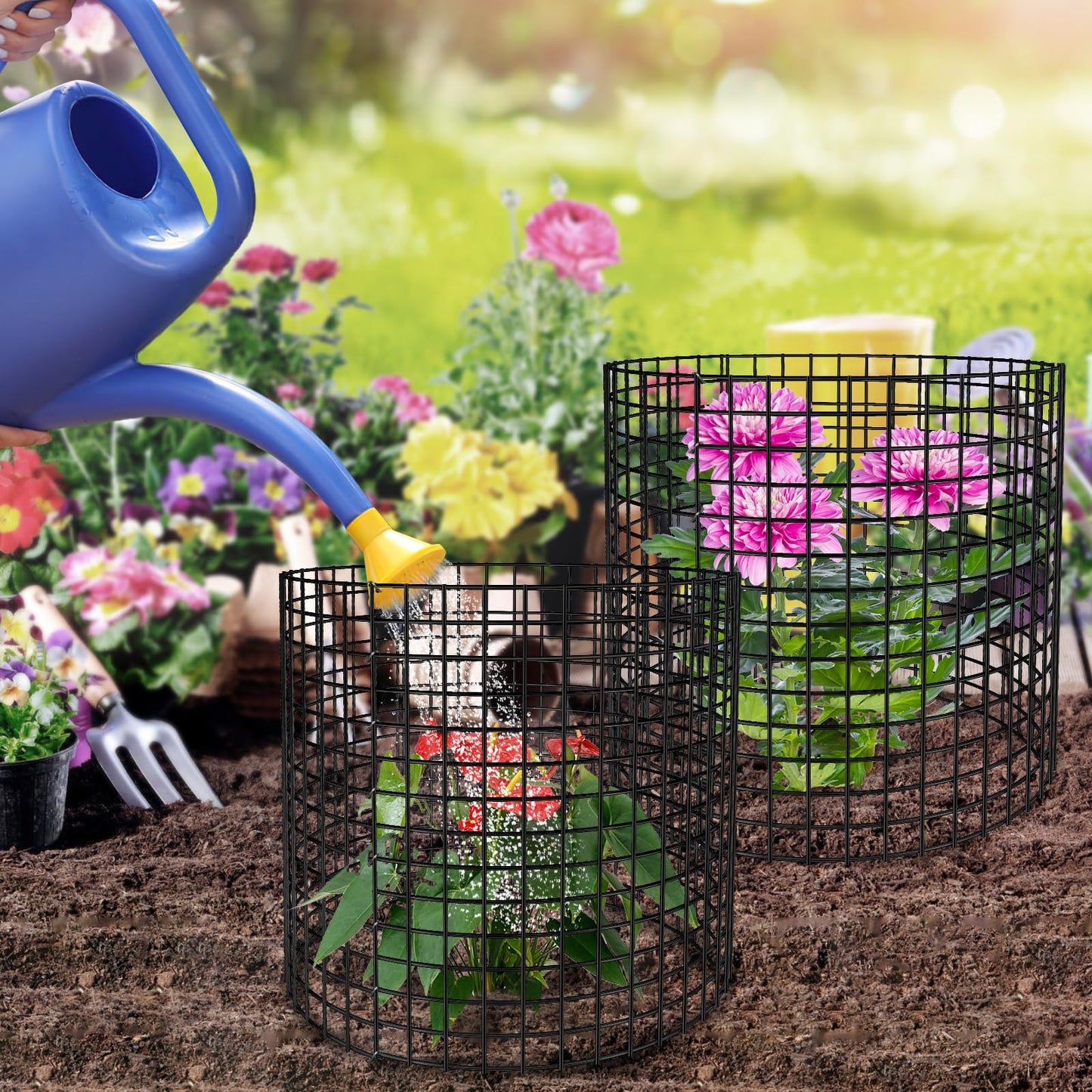 5 Pack Plant Protector from Animals, 13x12 inch Wire Plant Cages Mesh Plant Cage Garden Plant Protector, Sturdy Bunny Barricades Chicken Wire Cloche Plant Protectors for Keeping Bunny Animals Out