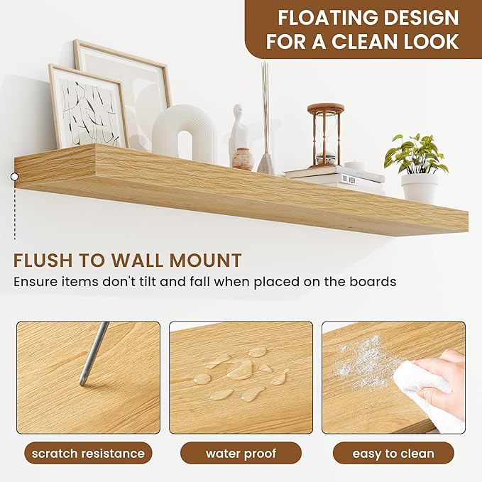 fuqing Floating Shelves for Wall, Wall Mounted Wood Floating Shelf