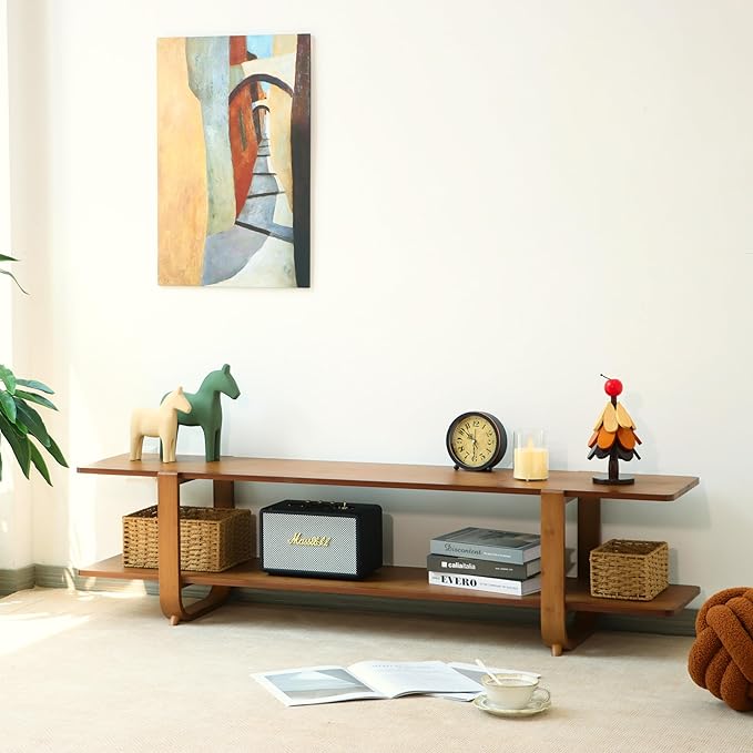 Bamboo TV Stand for TVs up to 65", Media TV Console Table