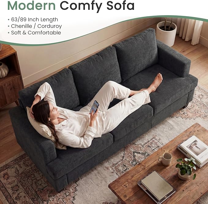 YOUDENOVA 2 Piece Set Comfy Sofa Couch, 2 3-Seater Sofa