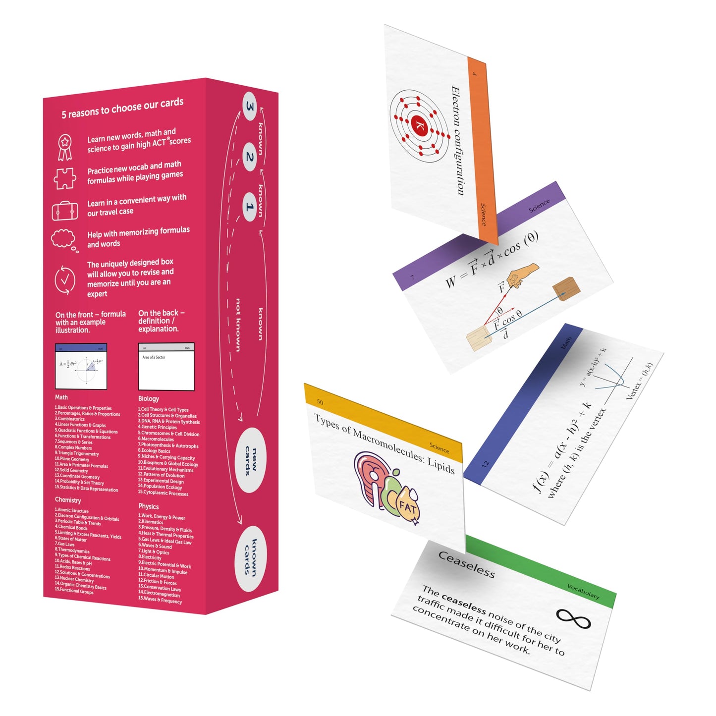 ACT Flash Cards 2026 | 400 ACT Math and Science Flash Cards | Vocab Cards | Prep Cards | Board Games | Test Prep Flashcards | ACT Study Kit for Classroom and Home