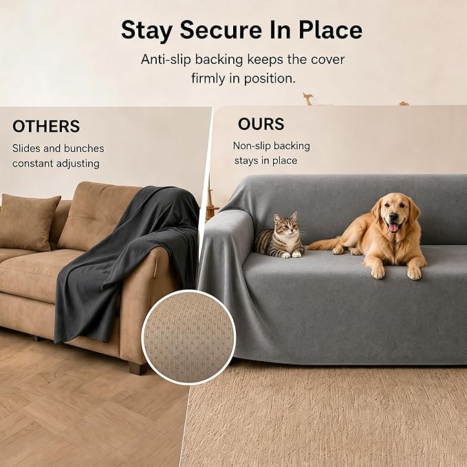 LOllON Velvet Couch Cover for Cats Dogs Kids