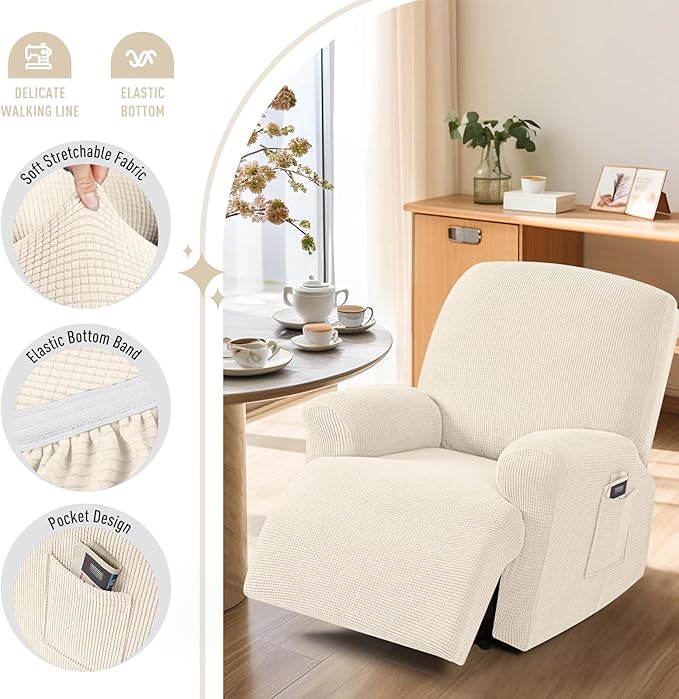 TAOCOCO Oversized Recliner Chair Covers, 1 Seater Streach Recliner Covers Soft