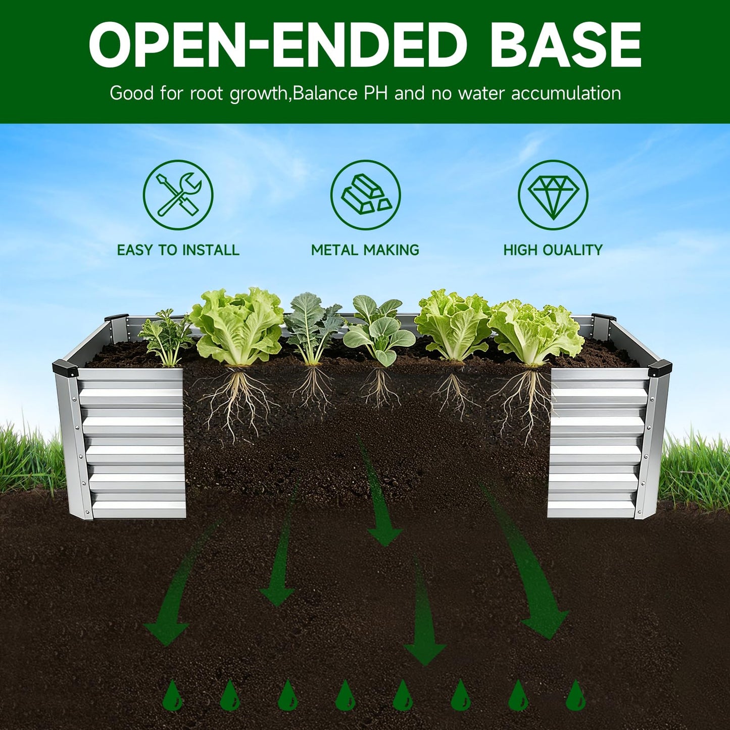 ONAIL Small Raised Garden Bed Kit, 8x4x1ft Galvanized Steel Metal Planter Box for Vegetables, Outdoor Sturdy Deep Root Gardening Frame with Easy Assembly, No Bottom, No Rot
