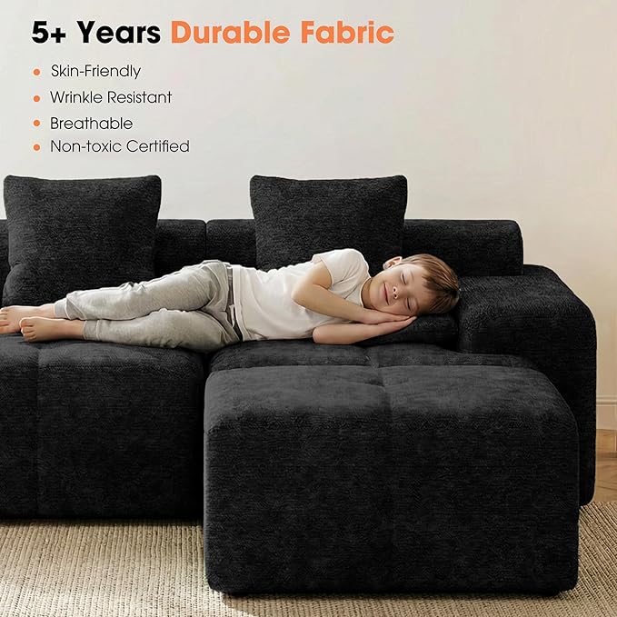 83.5" Boneless Loveseat with Ottoman, Cloud Comfy Couches