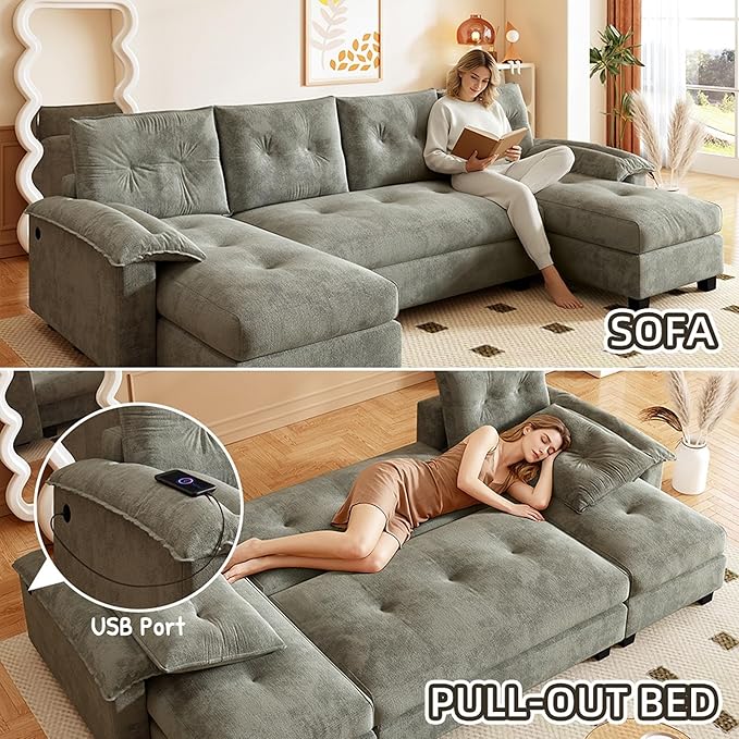 104.7" U-Shaped Sleeper Sofa