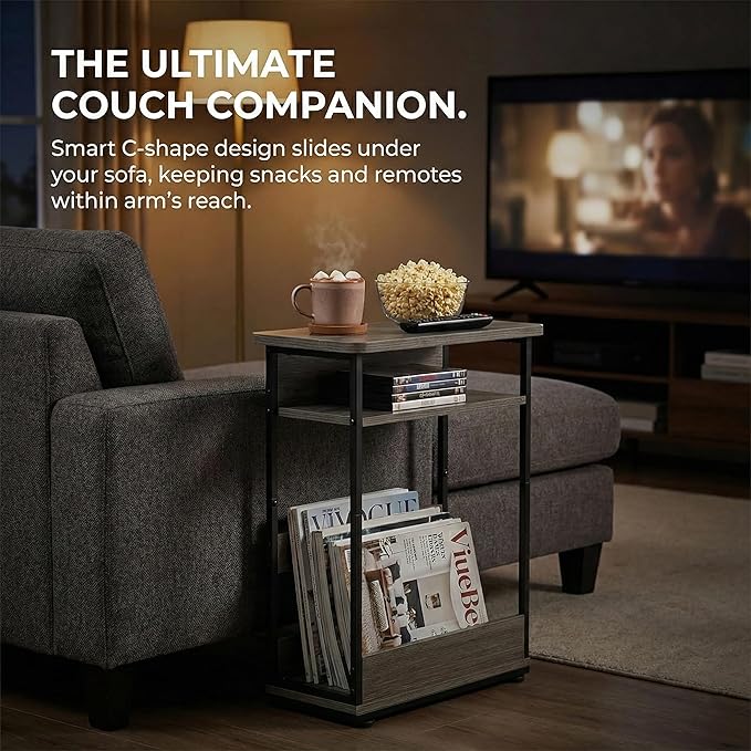 Narrow Side Table, 3-Tier Slim End Table